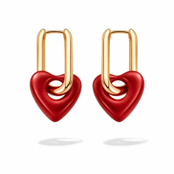 Ocelové zlacené náušnice srdce Amoriana