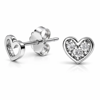 Stříbrné náušnice pecky srdíčka Petals
