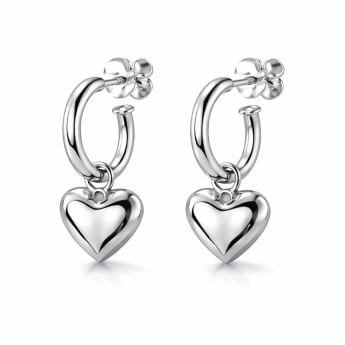 Stříbrné kruhové náušnice se srdíčkem Samson