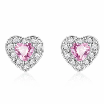 Stříbrné náušnice srdíčka se zirkony Christelle