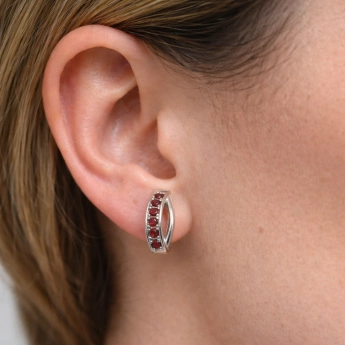 Stříbrné náušnice s českým granátem Granvera