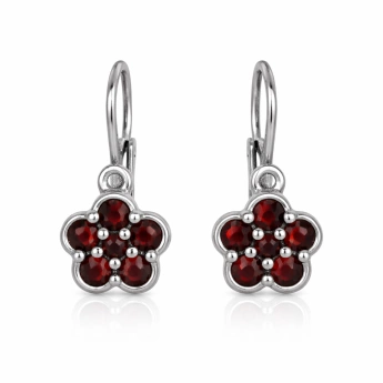 Dětské zlacené náušnice kytičky český granát Mesh