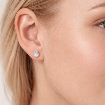 Stříbrné náušnice kapky s měsíčním kamenem Susana