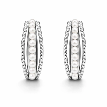 Stříbrné oboustranné náušnice s perlou Dorelia