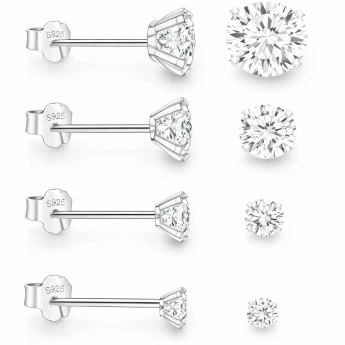 Stříbrné náušnice se zirkonem Bario