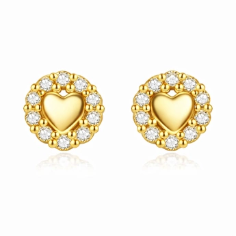 Stříbrné zlacené náušnice srdíčka Claire