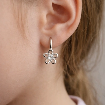 Stříbrné náušnice kytičky se zirkony Flori