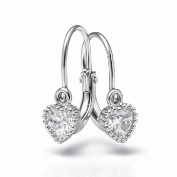 Stříbrné náušnice srdíčka se zirkony Coco
