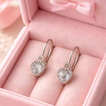 Stříbrné náušnice srdíčka se zirkony Coco