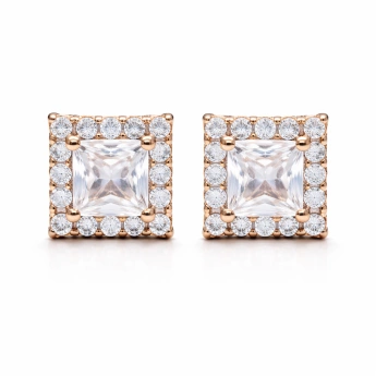 Stříbrné náušnice se zirkony Diamora Rose gold
