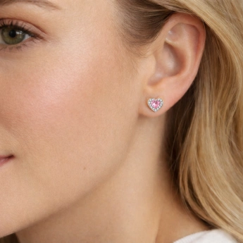 Stříbrné náušnice srdíčka se zirkony Christelle