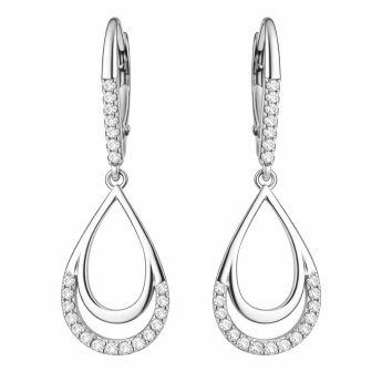 Stříbrné visací náušnice se zirkony Elenora