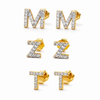 Stříbrné zlacené náušnice se zirkony Tender