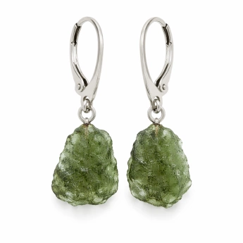 Stříbrné náušnice se surovým vltavínem Velra 4,5 g