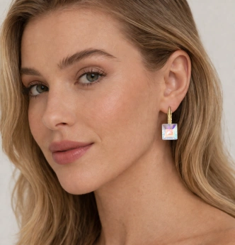 Zlacené náušnice Swarovski kostky