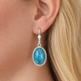 Stříbrné náušnice s oválným tyrkysem Maris