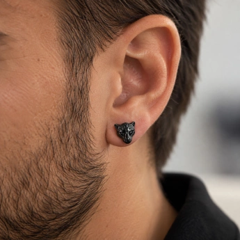 Ocelové náušnice vlk Fenrir