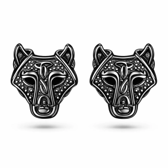 Ocelové náušnice vlk Fenrir