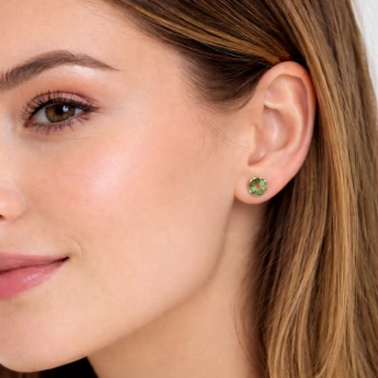 Stříbrné náušnice vltavín/moldavit Lavida