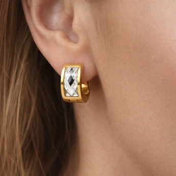 Ocelové zlacené náušnice se zirkony Zerina