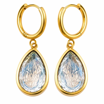 Ocelové zlacené náušnice s krystalem Swarovski Irina