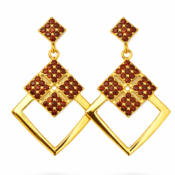 Stříbrné náušnice s českým granátem Quadria