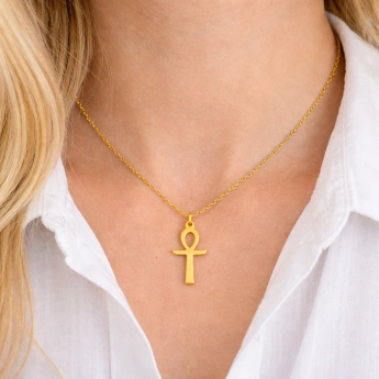 Ocelový přívěsek kříž Ankh Eternal Zlacený