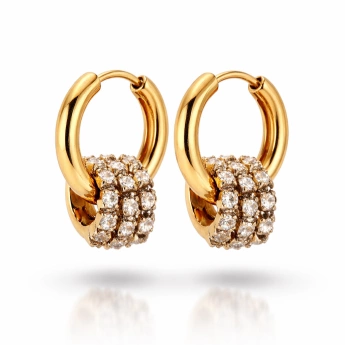 Ocelové zlacené náušnice se zirkony Lumiria