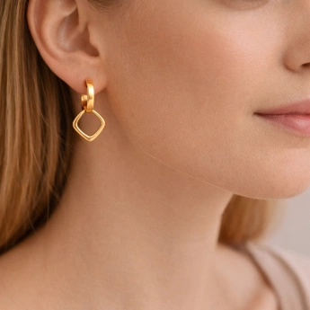 Ocelové zlacené geometrické náušnice Velira