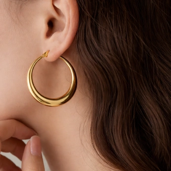 Zlacené ocelové kruhové náušnice 40 mm (14kt zlacení)