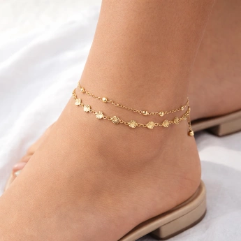 Ocelový náramek na nohu zlacený Delfie