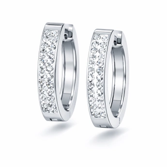 Ocelové oválné náušnice se zirkony Mersi Stříbrná