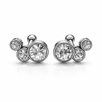 Ocelové náušnice se zirkony Yoko