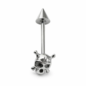 Ocelový piercing do ucha lebka zirkon