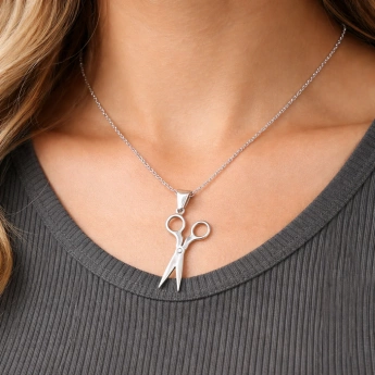 Ocelový přívěsek Nůžky se zirkonem