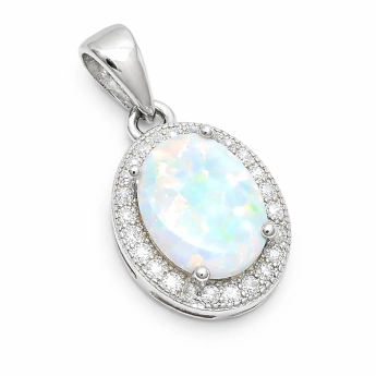 Stříbrný přívěsek s bílým opálem Ina