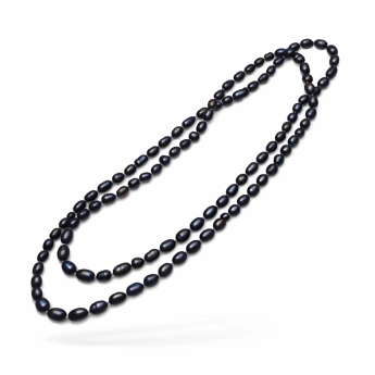 Náhrdelník z oválných tmavých říčních perel Josephine Long