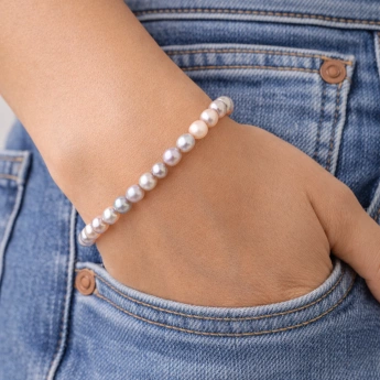 Náramek z růžových říčních perel Rosé