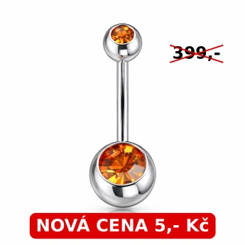 Ocelový piercing do pupíku oranžový zirkon