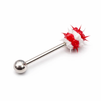 Ocelový piercing do jazyka střapatá kulička