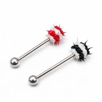 Ocelový piercing do jazyka střapatá kulička