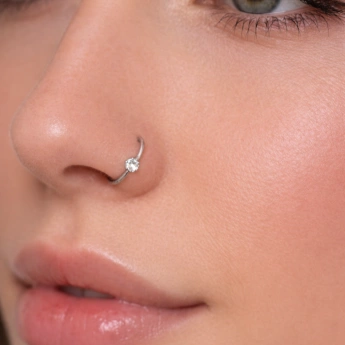 Ocelový piercing do nosu kroužek se zirkonem