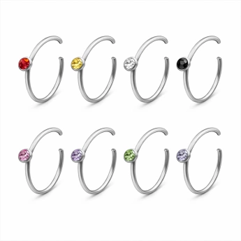 Ocelový piercing do nosu kroužek se zirkonem