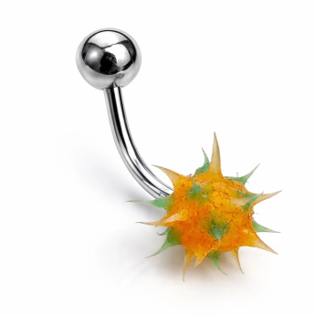 Ocelový piercing do pupíku ostnatá kulička