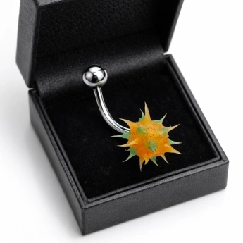 Ocelový piercing do pupíku ostnatá kulička