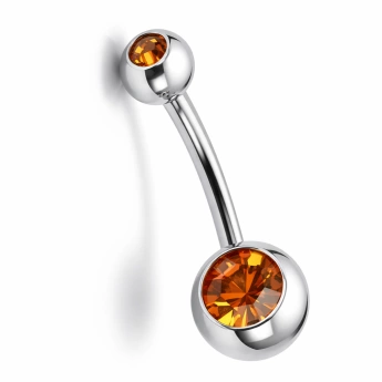 Ocelový piercing do pupíku oranžový zirkon