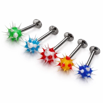 Ocelový piercing do brady střapatá kulička