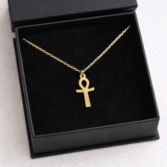 Ocelový přívěsek kříž Ankh Eternal Zlacený