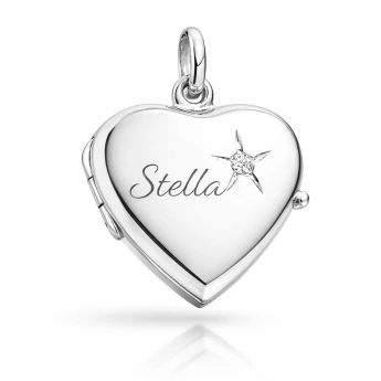 Stříbrný otevírací medailonek srdíčko se zirkonem Holi