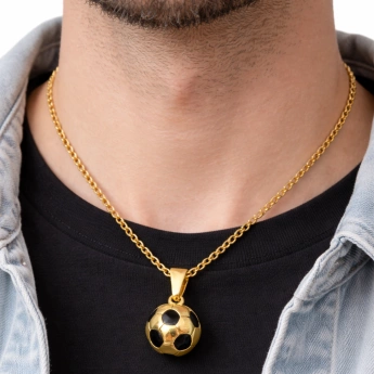 Ocelový zlacený přívěsek míč Goal